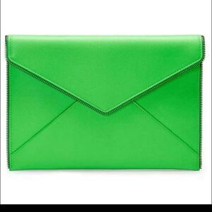 Rebecca Minkoff Leo Neon Green  Chain Clutch NWT